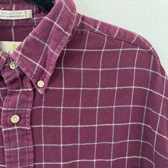Bill Blass Mens Plaid Shirt Extra Large Tall XLT Maroon Cotton - Picture 2 of 16